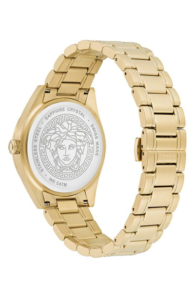 Versace Men's Swiss V-code Gold Ion Plated Bracelet Watch 42mm In Ip Yellow Gold