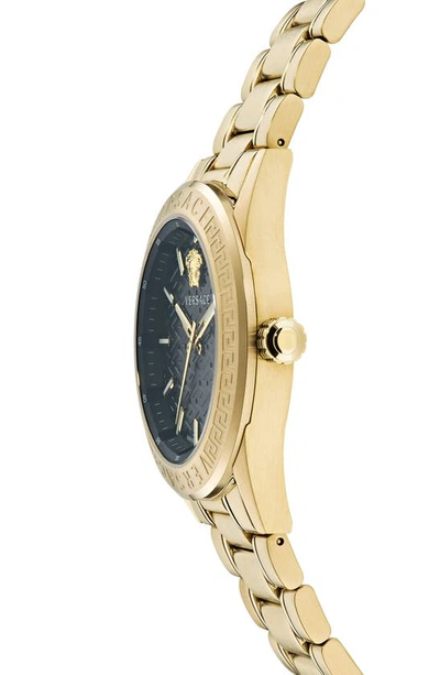 Versace Men's Swiss V-code Gold Ion Plated Bracelet Watch 42mm In Ip Yellow Gold