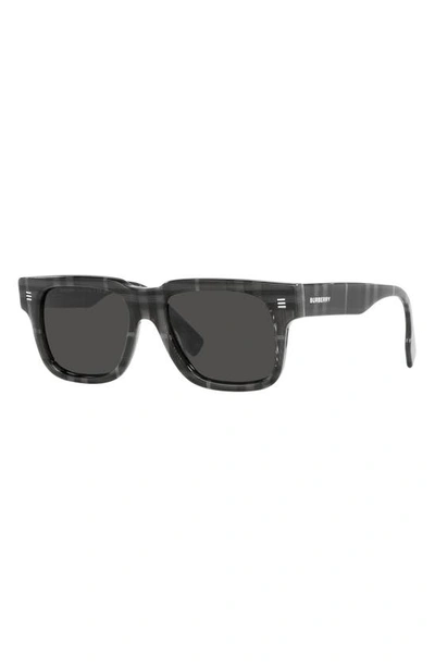 Shop Burberry Hayden 54mm Rectangular Sunglasses In Dark Grey