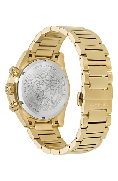 Shop Versace Greca Dome Chronograph Bracelet Watch, 43mm In Ip Yellow Gold