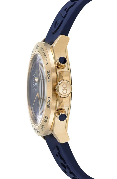 Shop Ferragamo Chronograph Silicone Strap Watch, 43mm In Yellow Gold
