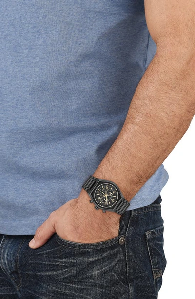 Shop Ferragamo Tonneau Chronograph Bracelet Watch, 42mm In Black