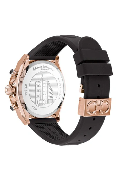 Shop Ferragamo Chronograph Silicone Strap Watch, 43mm In Rose Gold