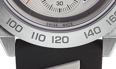 Shop Ferragamo Chronograph Silicone Strap Watch, 43mm In Silver