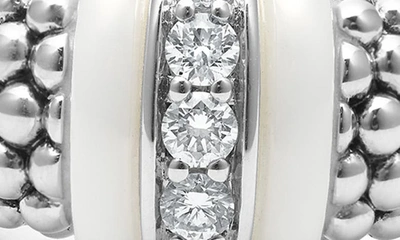 Shop Lagos White Caviar Ceramic Diamond Ring