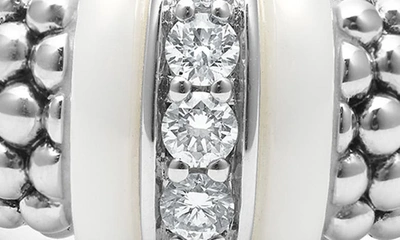 Lagos White Caviar White Ceramic Diamond Large 1-link Ring In White