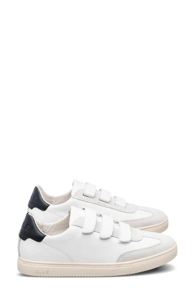 Shop Clae Deane Strap Sneaker In White Leather Black