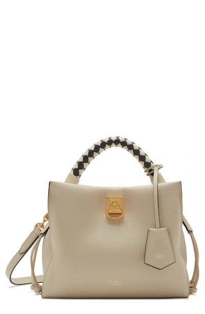 Shop Mulberry Small Iris Leather Top Handle Bag In Chalk