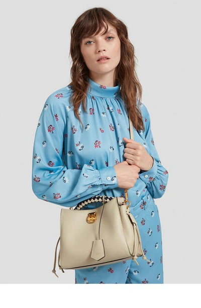 Mulberry Small Iris Leather Top Handle Bag In Chalk