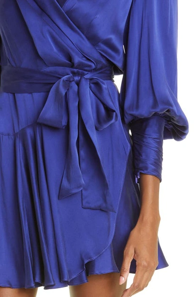 Shop Zimmermann Balloon Sleeve Silk Wrap Dress In Lapis