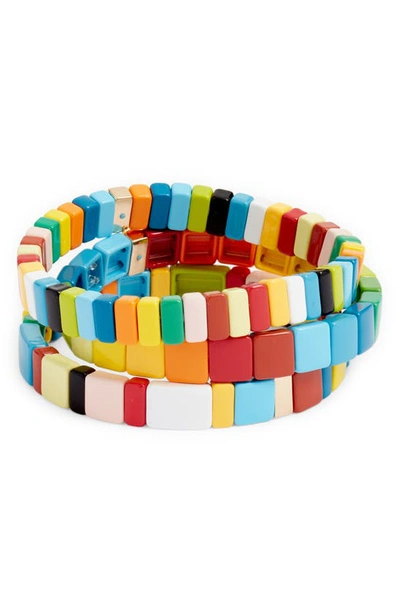 Shop Roxanne Assoulin Set Of 3 Rainbow Brite Bracelets In Green Multi