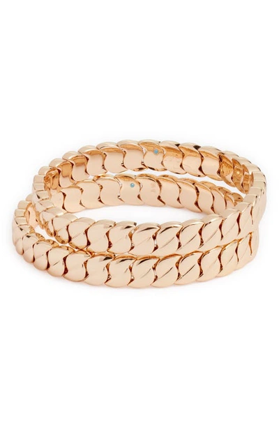 Shop Roxanne Assoulin Curbed Set Of 2 Bracelets In Gold