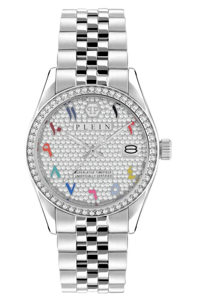 Shop Philipp Plein Date Superlative Bracelet Watch, 34mm In Stainless Steel