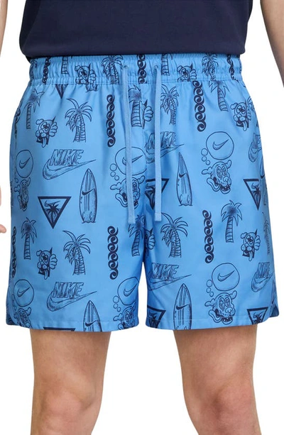 Shop Nike Sportswear Beach Flow Shorts In University Blue/ White