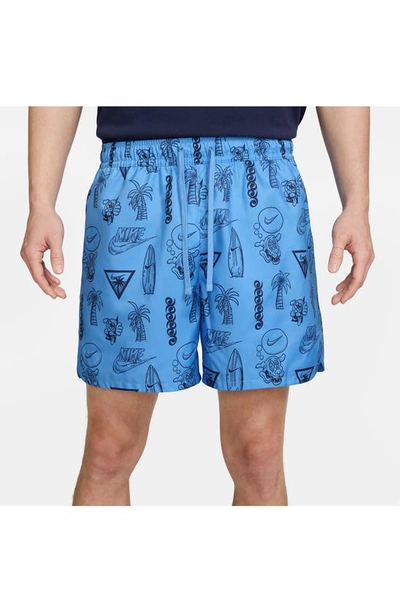 Shop Nike Sportswear Beach Flow Shorts In University Blue/ White