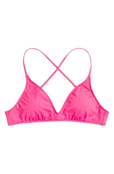 Shop Roxy Beach Classics Strappy Athletic Triangle Bikini Top In Shocking Pink