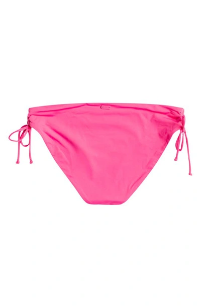 Shop Roxy Beach Classics Side Tie Hipster Bikini Bottoms In Shocking Pink