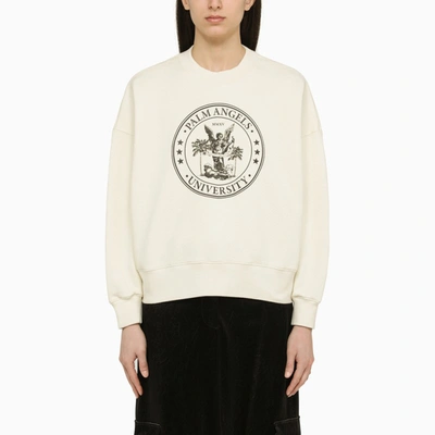 Shop Palm Angels | Butter Collage Crew-neck Sweatshirt In White