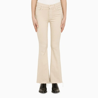 Shop Mother | The Weekender Fray Jeans Beige In White