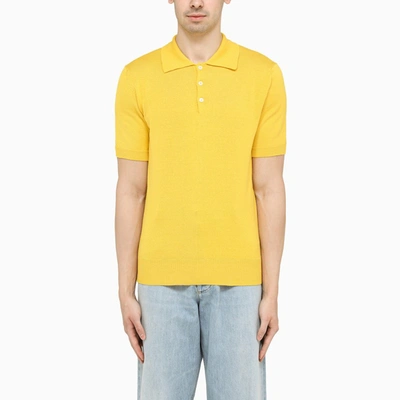 Shop Doppiaa Classic Yellow Knitted Polo Shirt