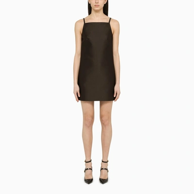 Shop Valentino | Ebony Short Dress In Techno Duchesse In Brown