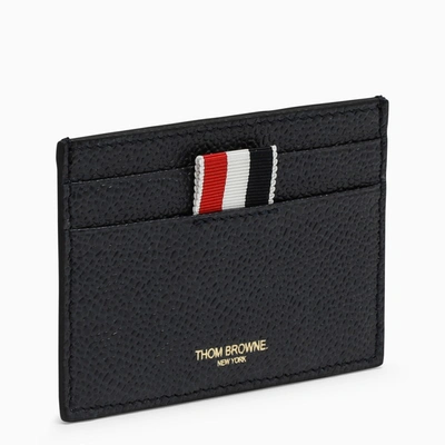 Shop Thom Browne | Navy Grained Leather Card Case In Blue