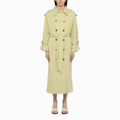 Shop By Malene Birger Green Double-breasted Duster With Belt