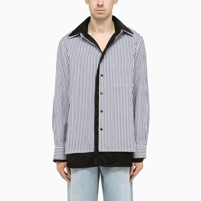 Shop Bottega Veneta Blue/white Striped Layered Shirt In Multicolor
