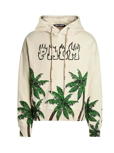 Shop Palm Angels 'palm & Skull' Hoodie In White
