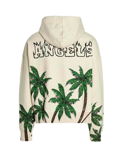 Shop Palm Angels 'palm & Skull' Hoodie In White