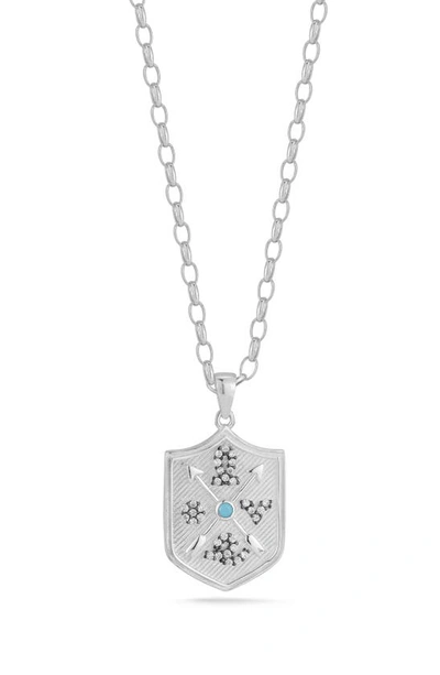 Sphera Milano Sterling Silver & Cz Shield Pendant Necklace In Silver