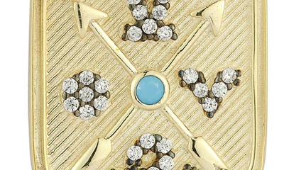 Sphera Milano Sterling Silver & Cz Shield Pendant Necklace In Gold