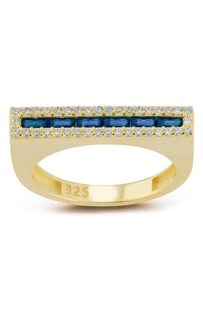 Sphera Milano 14k Gold Plated Sterling Silver & Cz Bar Ring In Gold
