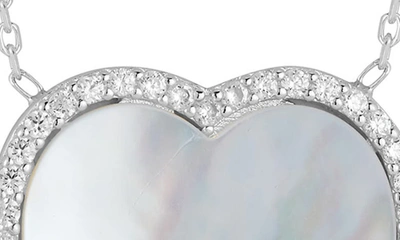 Sphera Milano Sterling Silver, Mother Of Pearl & Cz Heart Pendant Necklace In Silver