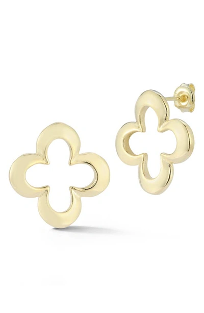 Sphera Milano 14k Over Silver Clover Statement Studs In Gold