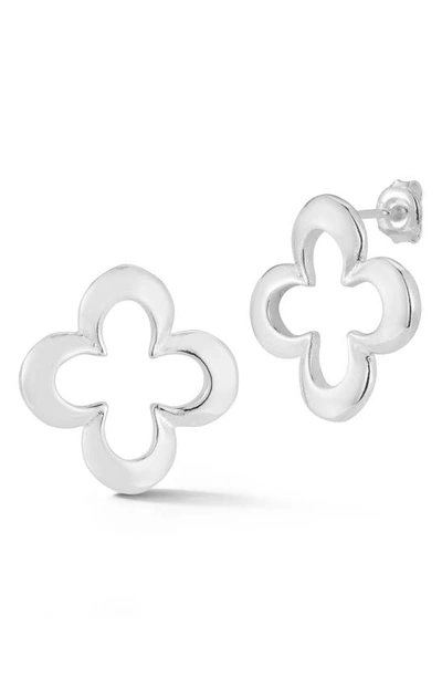 Sphera Milano Sterling Silver Clover Stud Earrings In Silver