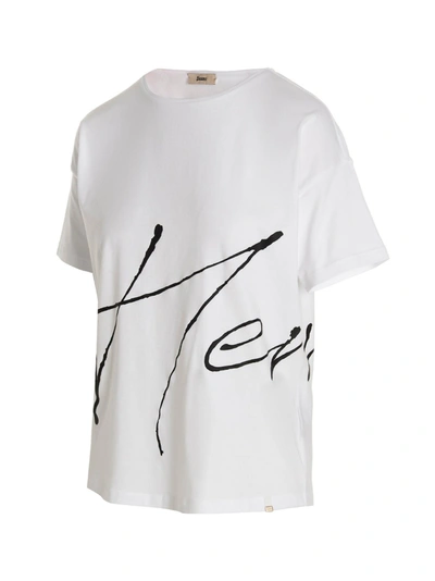 Shop Herno Logo Print T-shirt In White/black