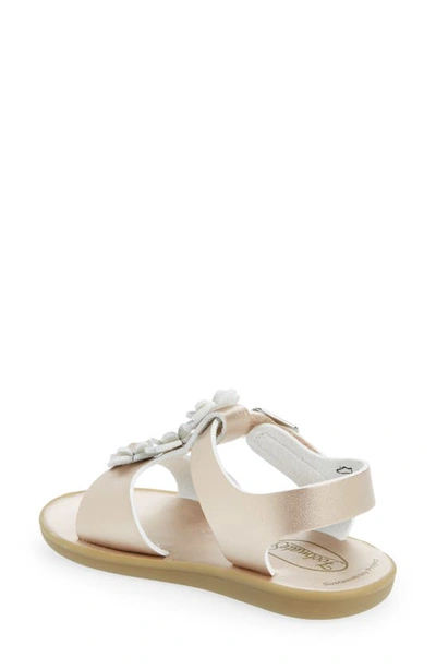Footmates Jasmine Metallic Flower Waterproof Sandal In Rose Gold Micro