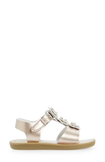 Footmates Jasmine Metallic Flower Waterproof Sandal In Rose Gold Micro