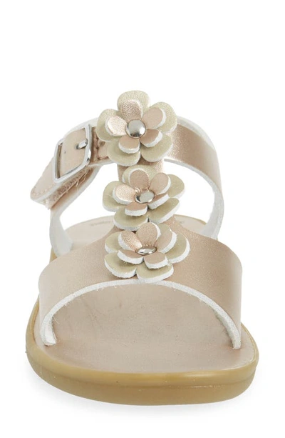 Footmates Jasmine Metallic Flower Waterproof Sandal In Rose Gold Micro