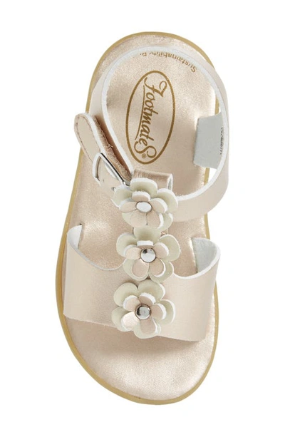 Shop Footmates Jasmine Metallic Flower Waterproof Sandal In Rose Gold Micro