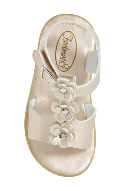 Footmates Jasmine Metallic Flower Waterproof Sandal In Rose Gold Micro