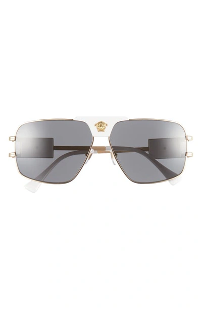 Shop Versace 63mm Oversize Pillow Sunglasses In Dark Grey