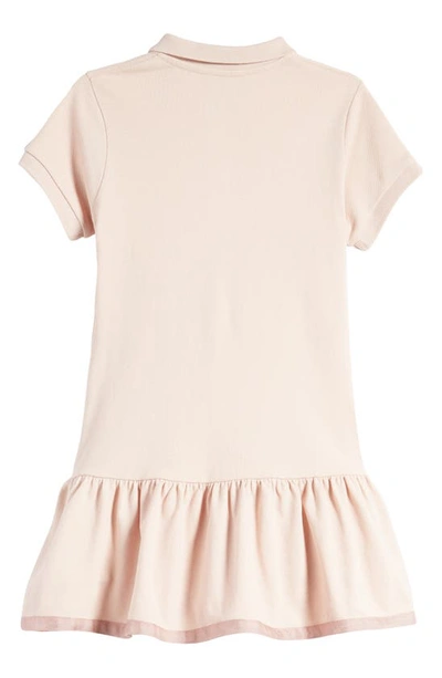 Shop Moncler Kids' Flounce Hem Stretch Cotton Polo Dress In Pink