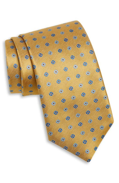 Shop Canali Medallion Silk Tie In Yellow