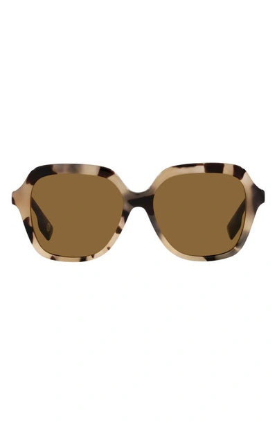 Shop Burberry Joni 55mm Square Sunglasses In Spotted Horn