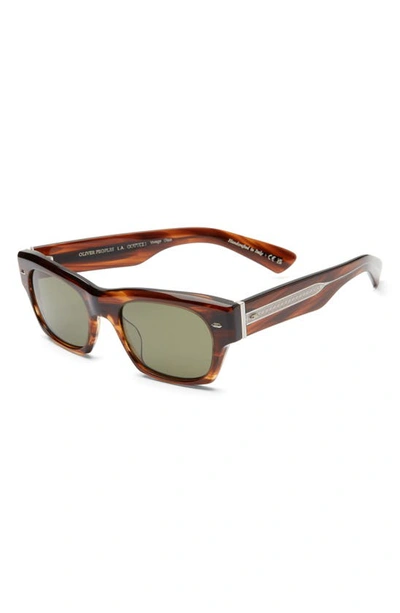 Shop Oliver Peoples Kasdan 51mm Rectangular Sunglasses In Brown Wood