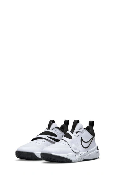 Shop Nike Kids' Team Hustle D 11 Basketball Sneaker In White/ Black