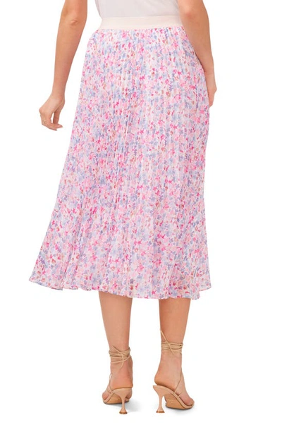 Shop 1.state Floral Released Pleat Midi Skirt In Watercolor Pink