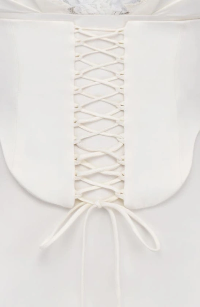 Shop House Of Cb Soraya Lace Trim Satin Minidress With Detachable Corset In Ivory